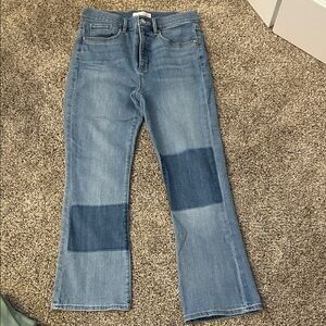 LOFT Light Blue Ankle Jeans with Dark Blue Patches